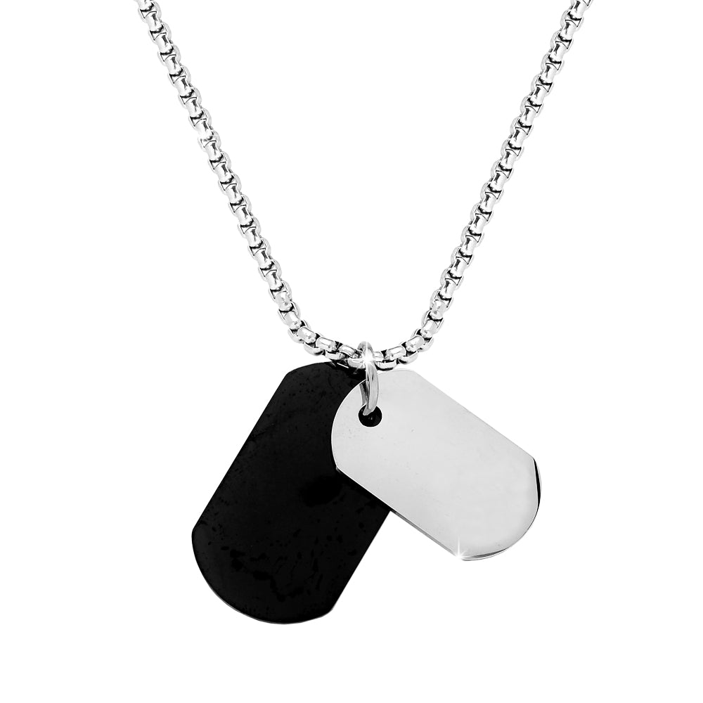Collana Uomo Luca Barra In Acciaio Con Piastra E Cristalli Neri - Verre Collana Uomo Luca Barra In Acciaio Con Piastra E Cristalli Neri - Verre