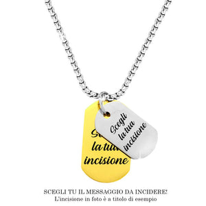 Collana uomo con doppia piastrina in acciaio - Silver e Gold -Beloved_gioielli