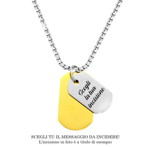 Collana uomo con doppia piastrina in acciaio - Silver e Gold -Beloved_gioielli