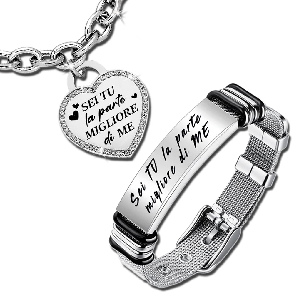 Coppia di bracciali Edizione Speciale San Valentino con incisione - "Sei tu la parte migliore di me" -Beloved_gioielli