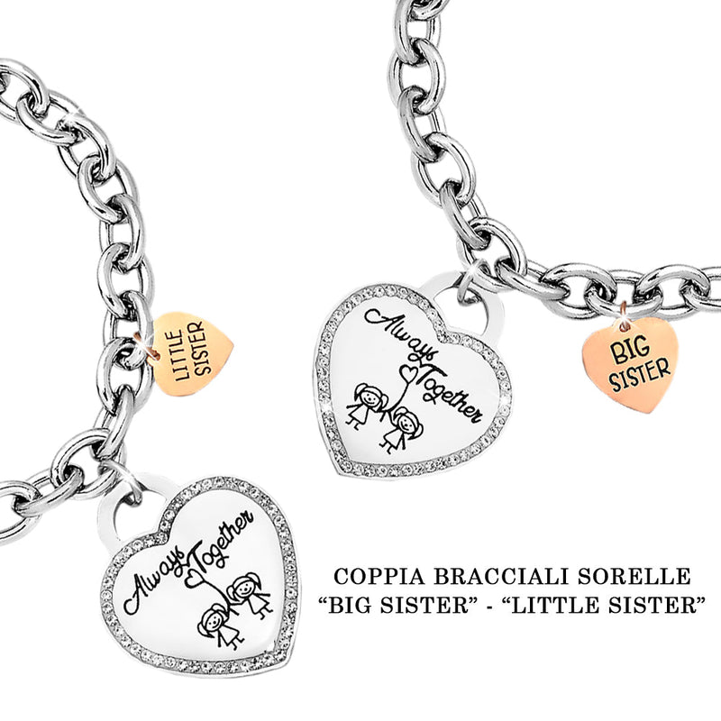 Coppia di Bracciali groumette con incisione per sorelle - 