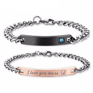 Coppia di Bracciali in acciaio con cristalli - Uomo e Donna - personalizzabili con incisione -Beloved_gioielli