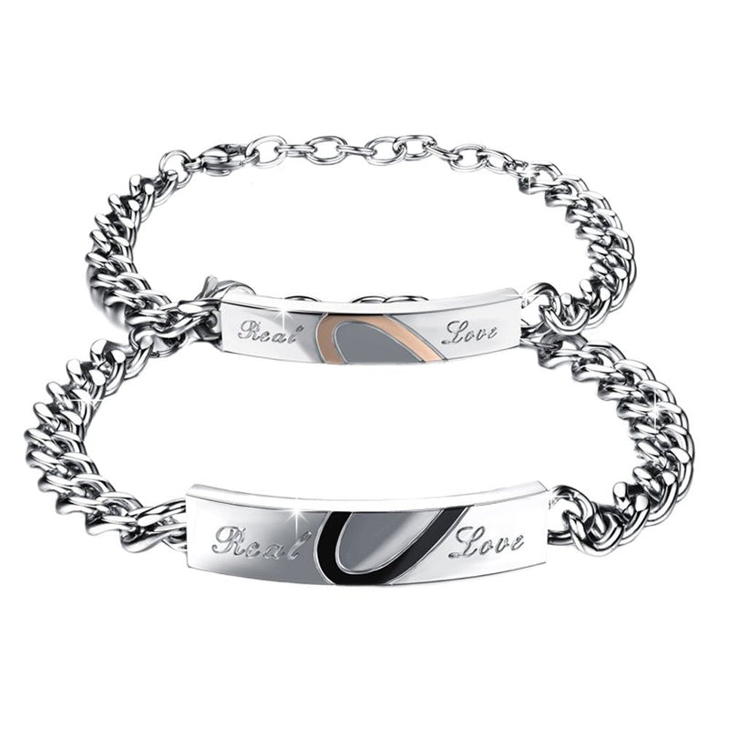 Uloveido Braccialetto con cuore puzzle e scritta I Love You Forever, per coppie lesbiche gay, 2 pezzi, catena in acciaio inox con zirconia cubica, braccialetto a forma di cuore per uomini, donne Uloveido Braccialetto con cuore puzzle e scritta I Love You Forever, per coppie lesbiche gay, 2 pezzi, catena in acciaio inox con zirconia cubica, braccialetto a forma di cuore per uomini, donne