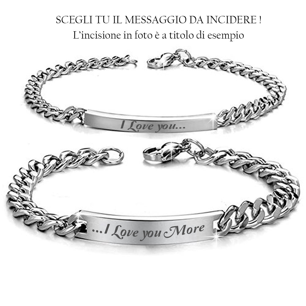 Coppia di Bracciali in acciaio - Uomo e Donna - personalizzabili con incisione -Beloved_gioielli