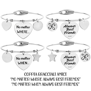 Coppia di bracciali rigidi donna con charms e incisione su due lati - "No matter.." -Beloved_gioielli