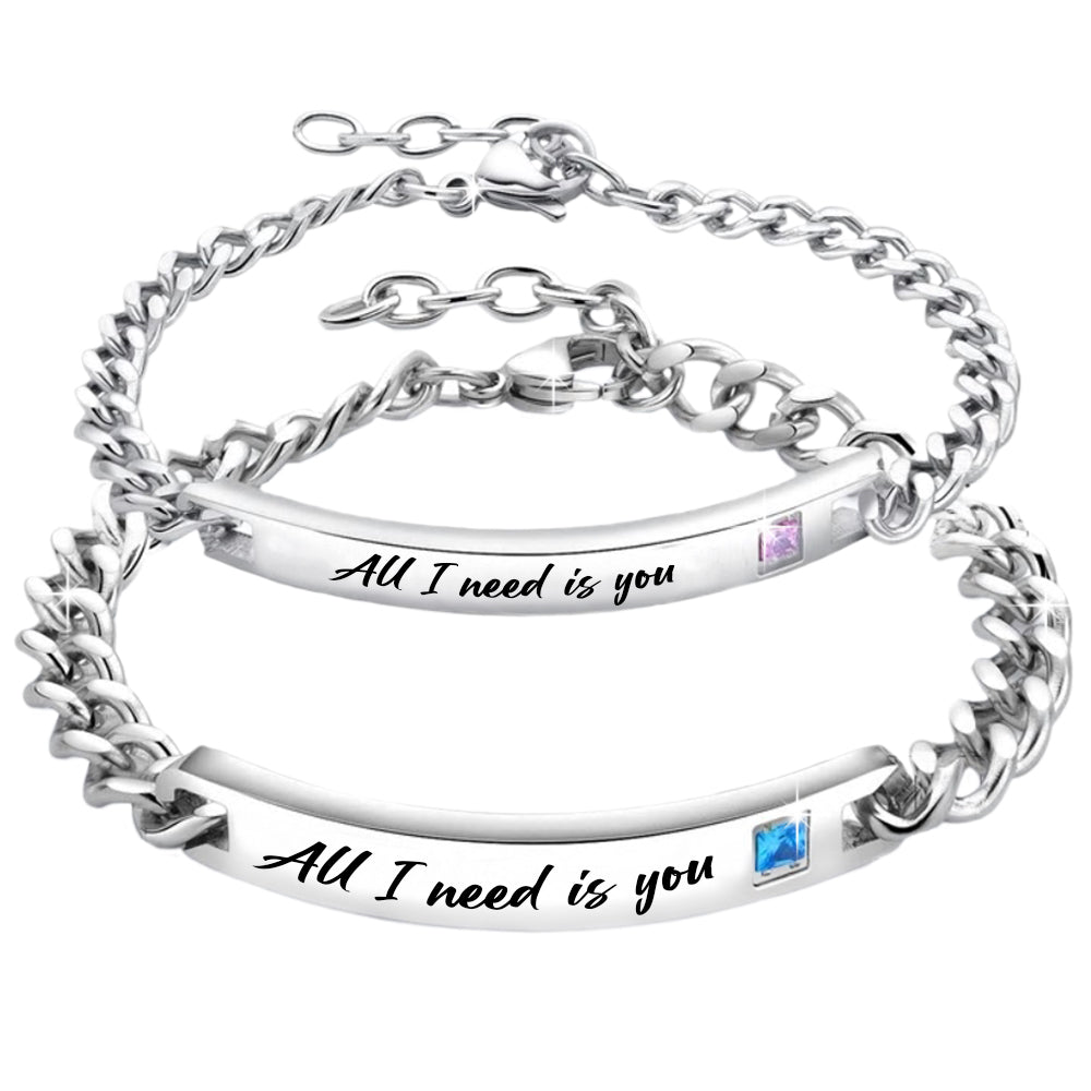 Coppia di Bracciali uomo e donna Edizione Speciale San Valentino con incisione - "All I need is you" -Beloved_gioielli