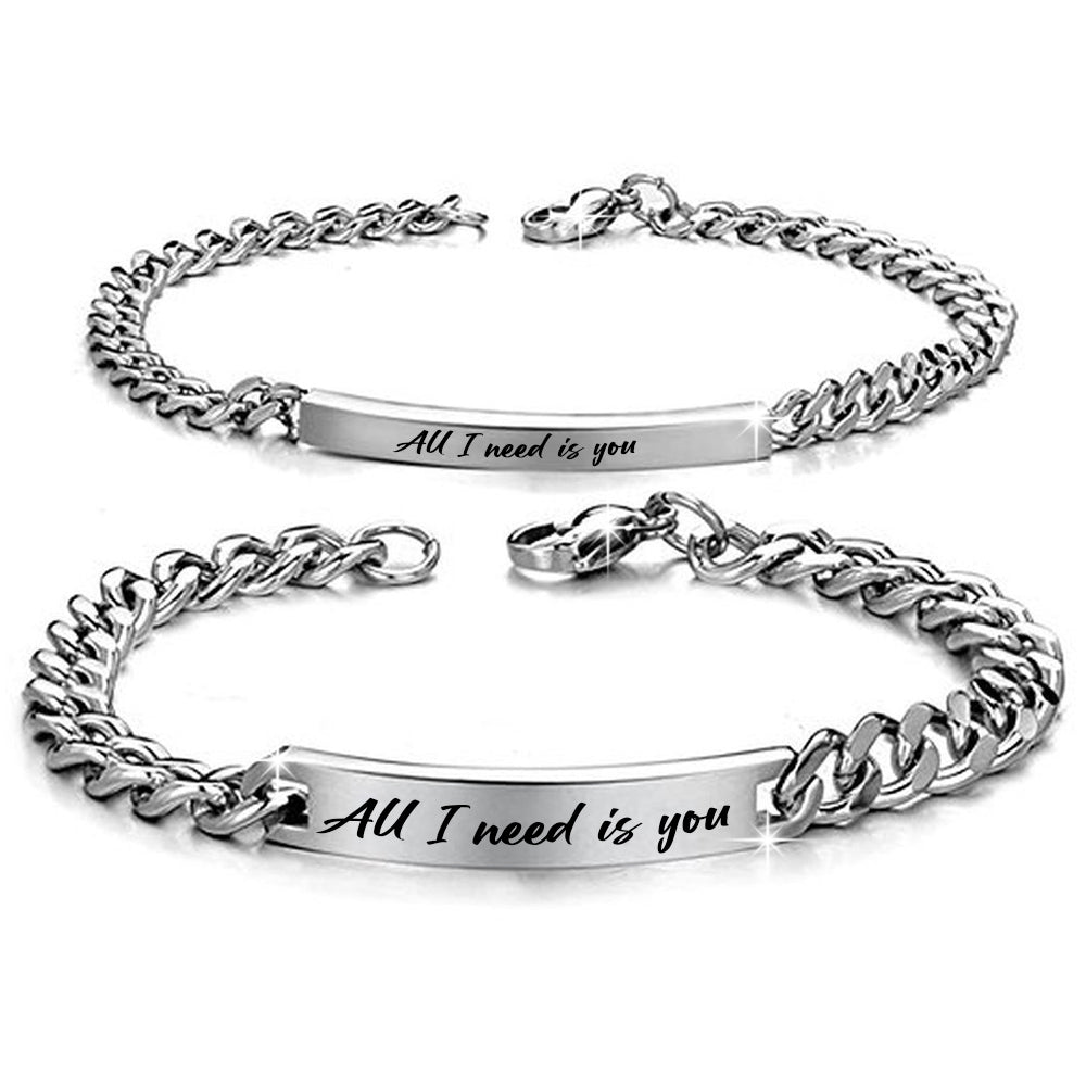 Coppia di Bracciali uomo e donna Edizione Speciale San Valentino con incisione - "All I need is you" -Beloved_gioielli