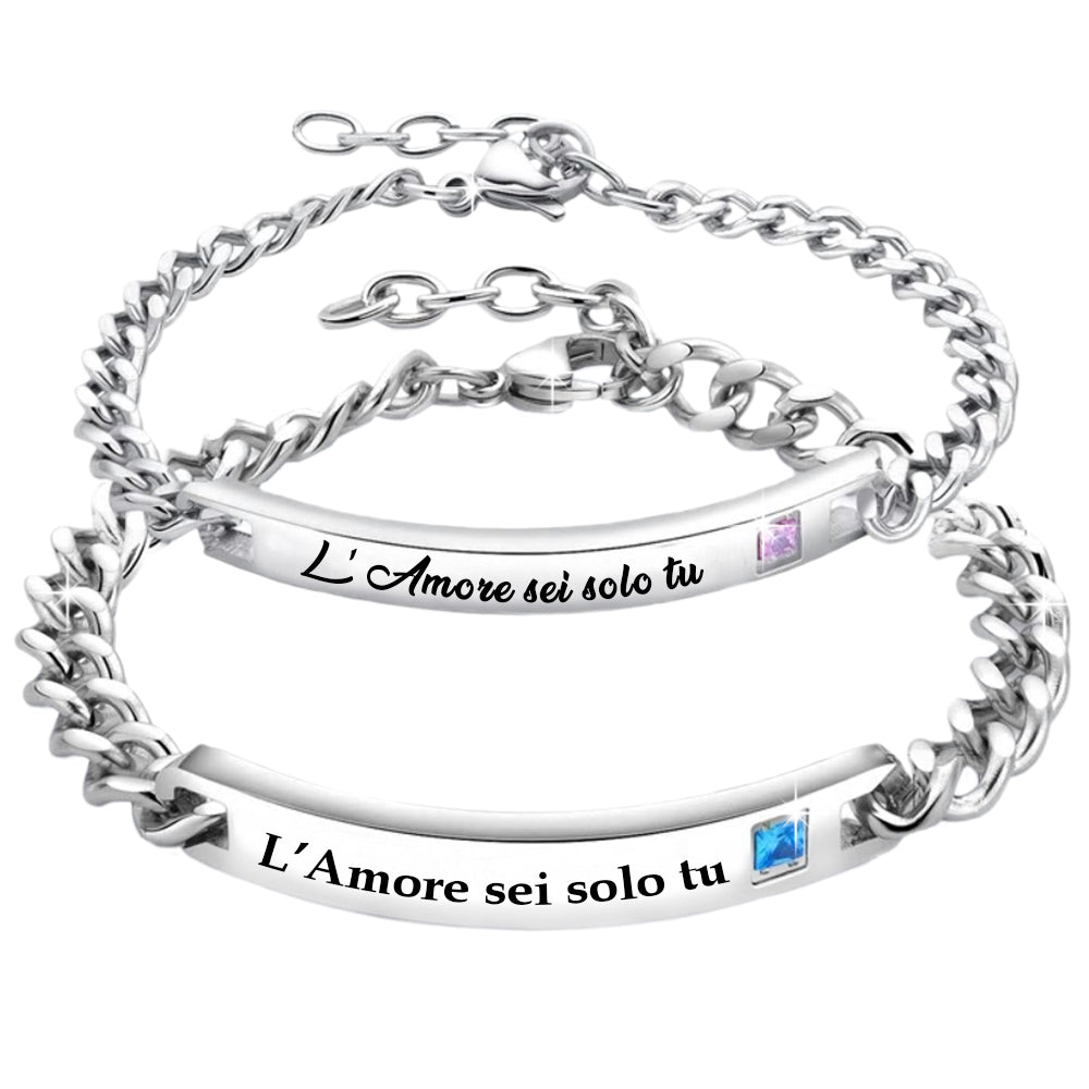 Coppia di Bracciali uomo e donna Edizione Speciale San Valentino con incisione - "L'amore sei solo tu" -Beloved_gioielli