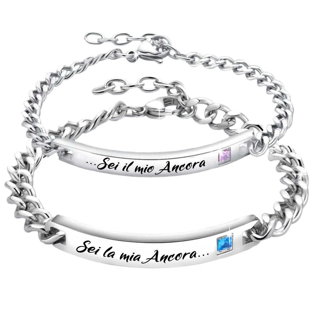 Coppia di Bracciali uomo e donna Edizione Speciale San Valentino con incisione - "Sei la mia ancora - Sei il mio ancora" -Beloved_gioielli