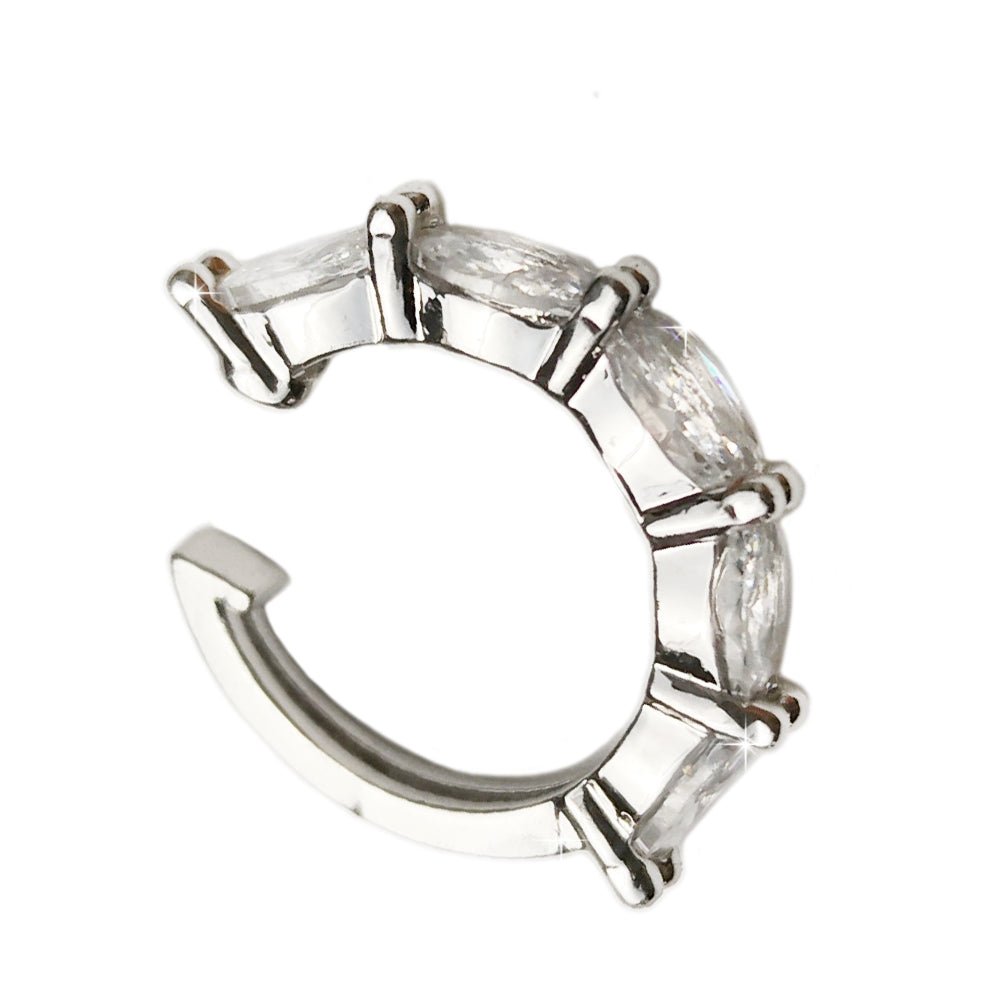 Earcuff a cerchio in lega anallergica silver con cristalli bianchi -Beloved_gioielli