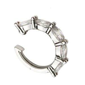 Earcuff a cerchio in lega anallergica silver con cristalli bianchi -Beloved_gioielli