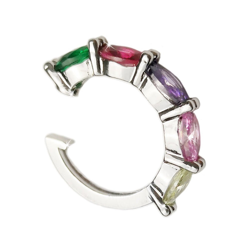 Earcuff a cerchio in lega anallergica silver con cristalli rainbow -Beloved_gioielli