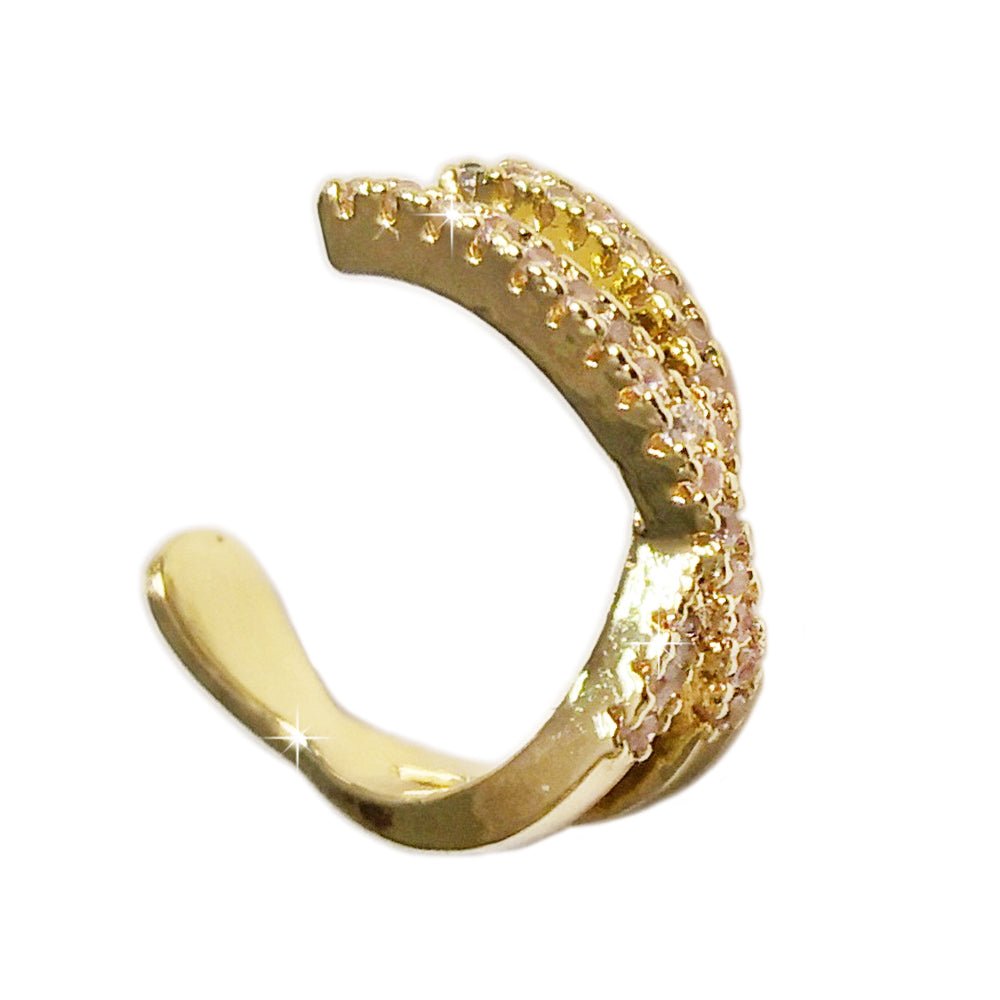 Earcuff cross in lega anallergica gold con cristalli -Beloved_gioielli