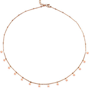 Girocollo in acciaio con charms pendenti rose gold - Stelle -Beloved_gioielli