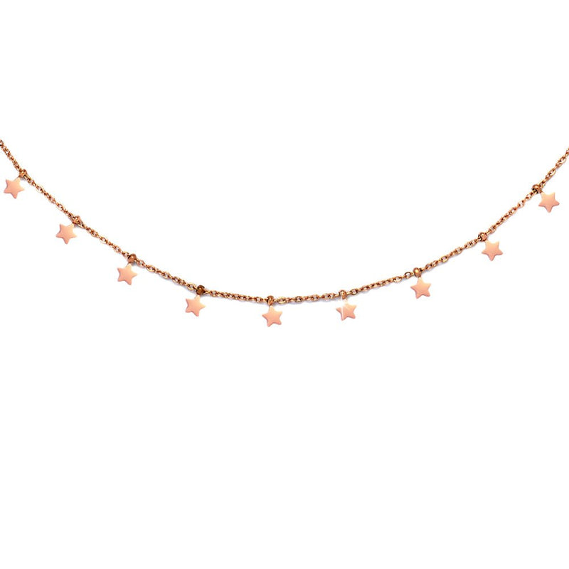 Girocollo in acciaio con charms pendenti rose gold - Stelle -Beloved_gioielli