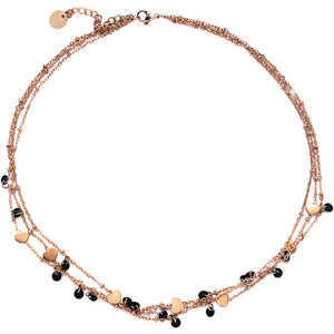 Girocollo stretto 3 file Rose gold con cristalli e Cuori -Beloved_gioielli