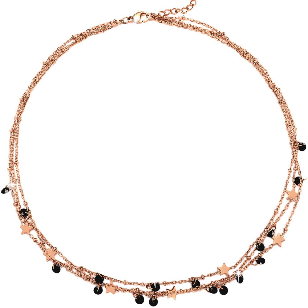 Girocollo stretto 3 file Rose gold con cristalli e Stelle -Beloved_gioielli