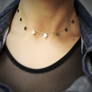 Girocollo stretto donna con 11 Cuori pendenti Gold -Beloved_gioielli