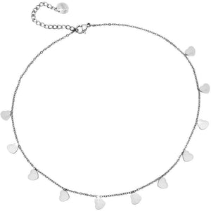 Girocollo stretto donna con 11 Cuori pendenti Silver -Beloved_gioielli