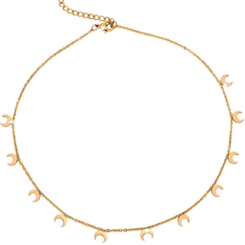 Girocollo stretto donna con 11 Mezzelune pendenti Rose gold -Beloved_gioielli