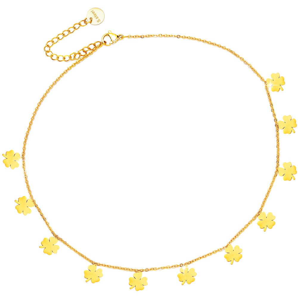 Girocollo stretto donna con 11 Quadrifogli pendenti Gold -Beloved_gioielli