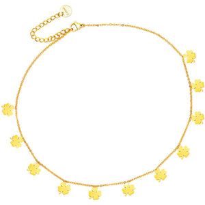 Girocollo stretto donna con 11 Quadrifogli pendenti Gold -Beloved_gioielli