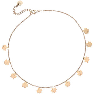 Girocollo stretto donna con 11 Quadrifogli pendenti Rose gold -Beloved_gioielli