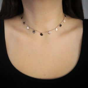 Girocollo stretto donna con 11 Quadrifogli pendenti Rose gold -Beloved_gioielli