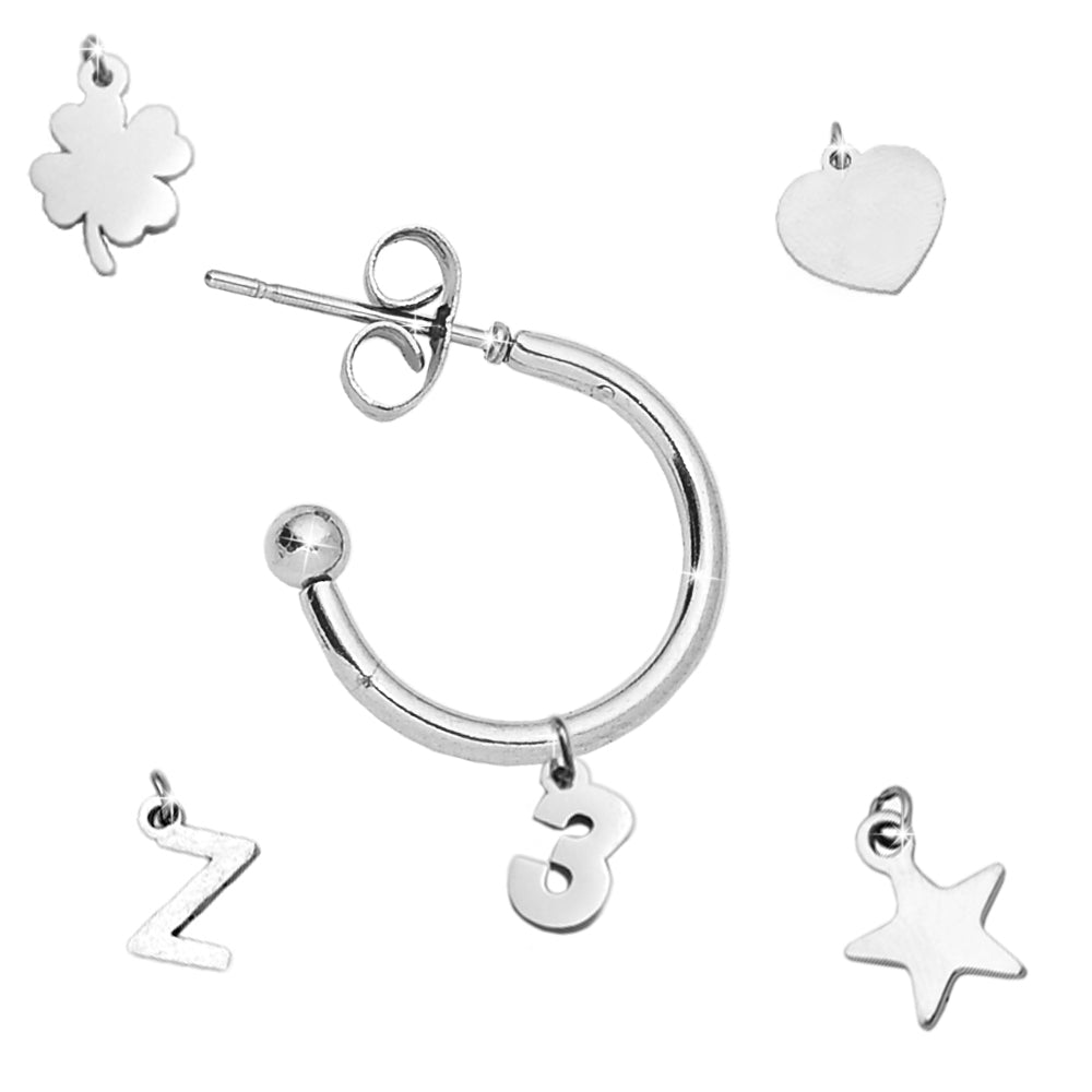 Mono orecchino componibile e personalizzabile - base e lettere Silver -Beloved_gioielli