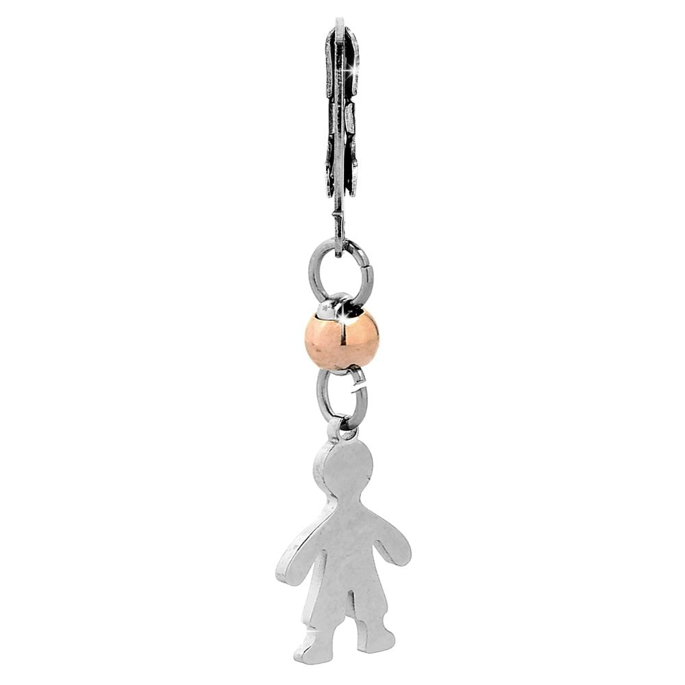 Mono orecchino Family in acciaio inossidabile - Silver Bimbo -Beloved_gioielli