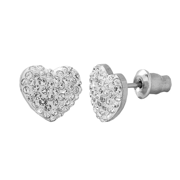Orecchini cestino in oro bianco 18 kt, con rubino centrale a forma di cuore | Steli d'oro