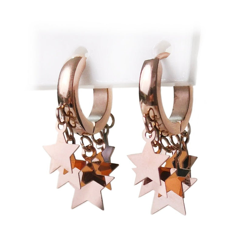 Orecchini con charms pendenti colore rose gold - Stella -Beloved_gioielli