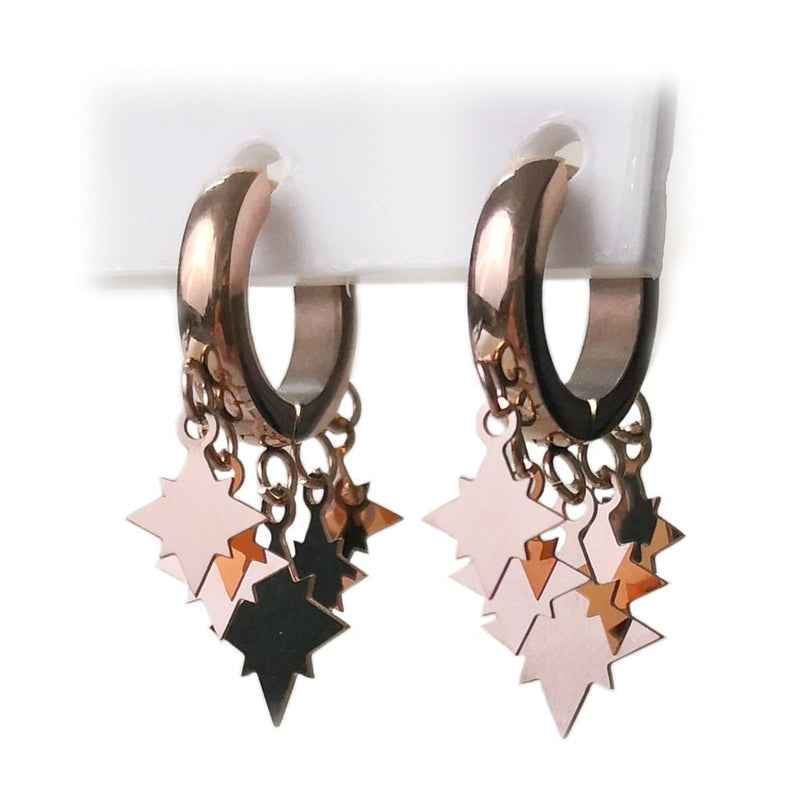 Orecchini con charms pendenti colore rose gold - Stella Polare -Beloved_gioielli