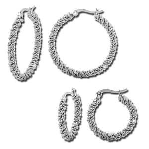 Orecchini con maglia intrecciata in acciaio - 2 misure disponibili - Silver -Beloved_gioielli