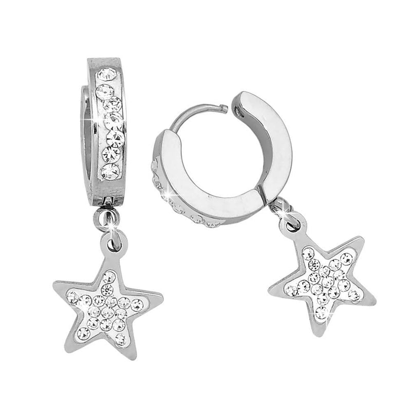 Orecchini con pendente e cristalli bianchi - Stella Silver -Beloved_gioielli