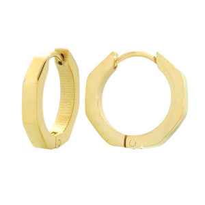 Orecchini Geometrici in acciaio colore Gold - Forma Ottagonale -Beloved_gioielli