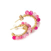 Orecchini in acciaio colore gold con cristalli naturali - Cerchio cristalli Fucsia -Beloved_gioielli