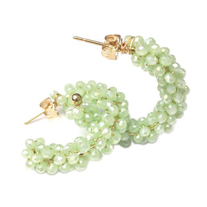 Orecchini in acciaio colore gold con cristalli naturali - Cerchio cristalli Verde chiaro -Beloved_gioielli