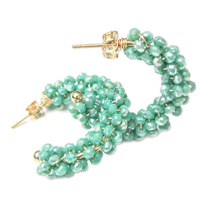 Orecchini in acciaio colore gold con cristalli naturali - Cerchio cristalli Verdi -Beloved_gioielli