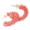 Orecchini in acciaio colore gold con cristalli naturali - Cerchio perline Corallo -Beloved_gioielli