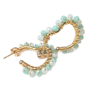 Orecchini in acciaio colore gold con cristalli naturali - Cuore cristalli Azzurri -Beloved_gioielli