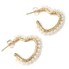 Orecchini in acciaio colore gold con cristalli naturali - Cuore perline Bianche -Beloved_gioielli