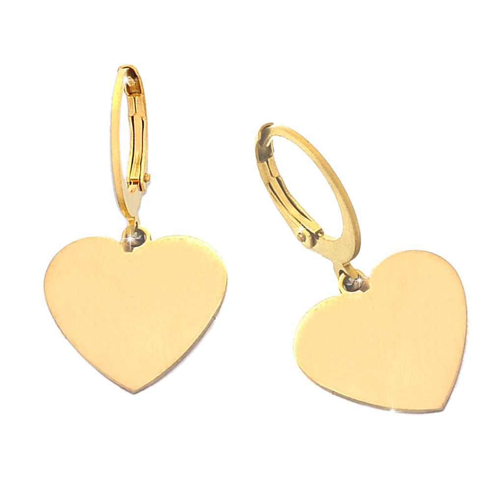 Orecchini in acciaio con cerchio e charm pendente Gold - Cuore -Beloved_gioielli