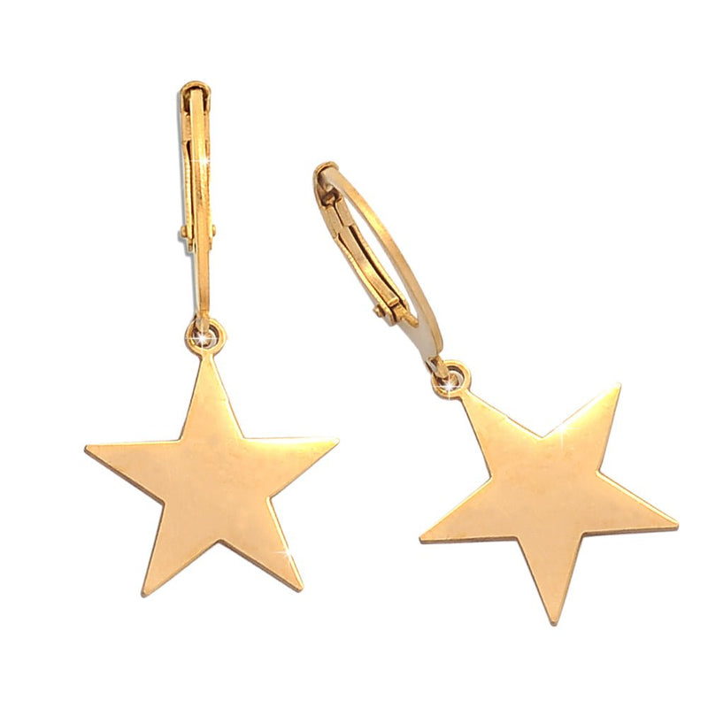 Orecchini in acciaio con cerchio e charm pendente Gold - Stella -Beloved_gioielli