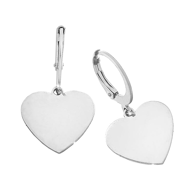 Orecchini in acciaio con cerchio e charm pendente Silver - Cuore -Beloved_gioielli