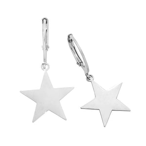 Orecchini in acciaio con cerchio e charm pendente Silver - Stella -Beloved_gioielli