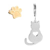 Orecchini in acciaio con Gatto pendente e Zampina a lobo - Silver e Gold -Beloved_gioielli