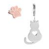 Orecchini in acciaio con Gatto pendente e Zampina a lobo - Silver e Rose gold -Beloved_gioielli