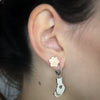 Orecchini in acciaio con Gatto pendente e Zampina a lobo - Silver e Rose gold -Beloved_gioielli