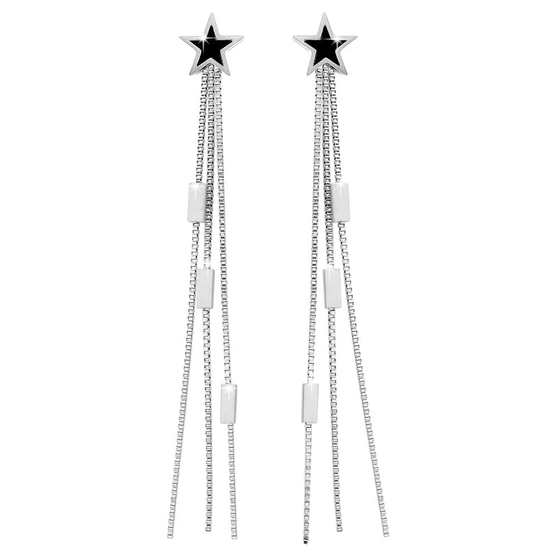 Orecchini pendenti Star smaltati - Silver -Beloved_gioielli